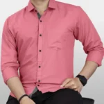 DEELMO Men's Stylish Solid Satin Casual Shirt
