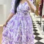 Stylum Women's Floral Printed Cotton Flared Maxi Dress