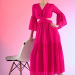 Femvy Designer Georgette Solid Gown for Women 761